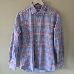 NWOT Etro M Luxury Eclectic Retro Rainbow Gingham Button Down Dress Shirt
